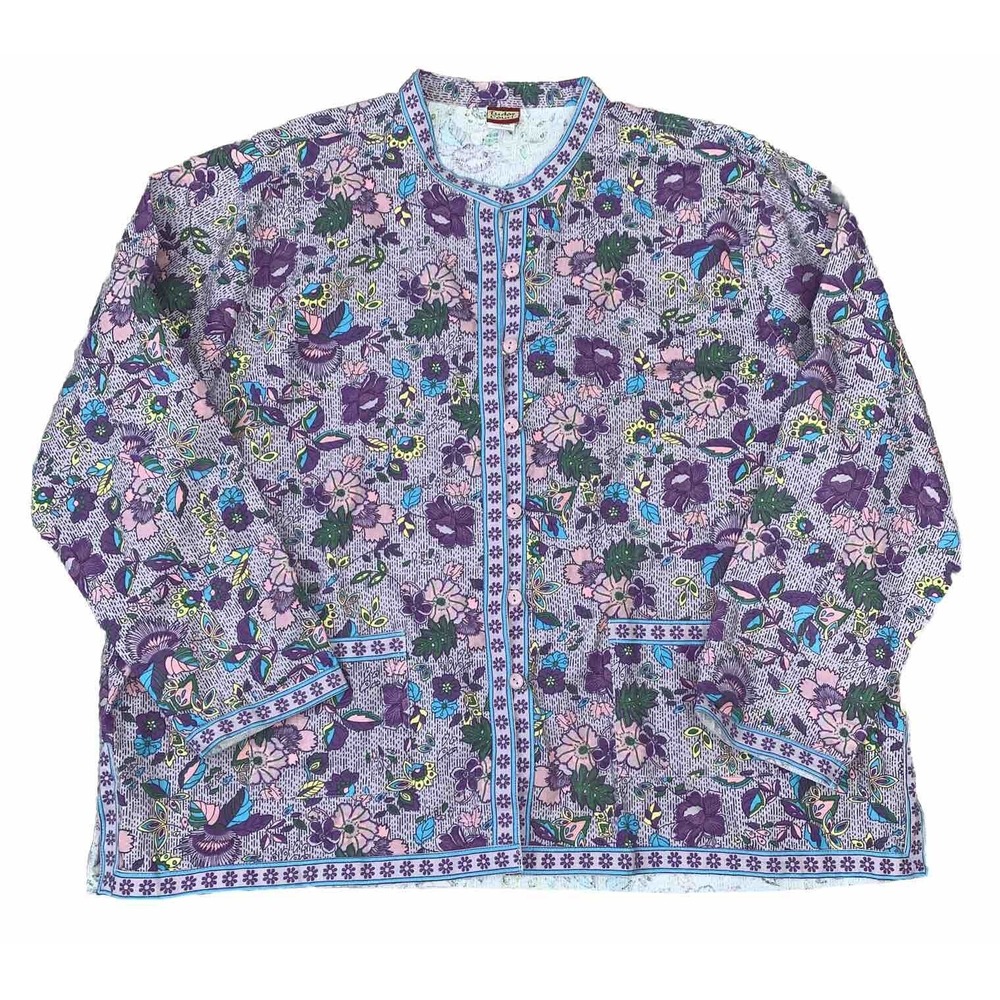 Womens Jacket Floral TUDOR COURT Lavender Purple NERU COLLAR Made in INDIA SZ 4X